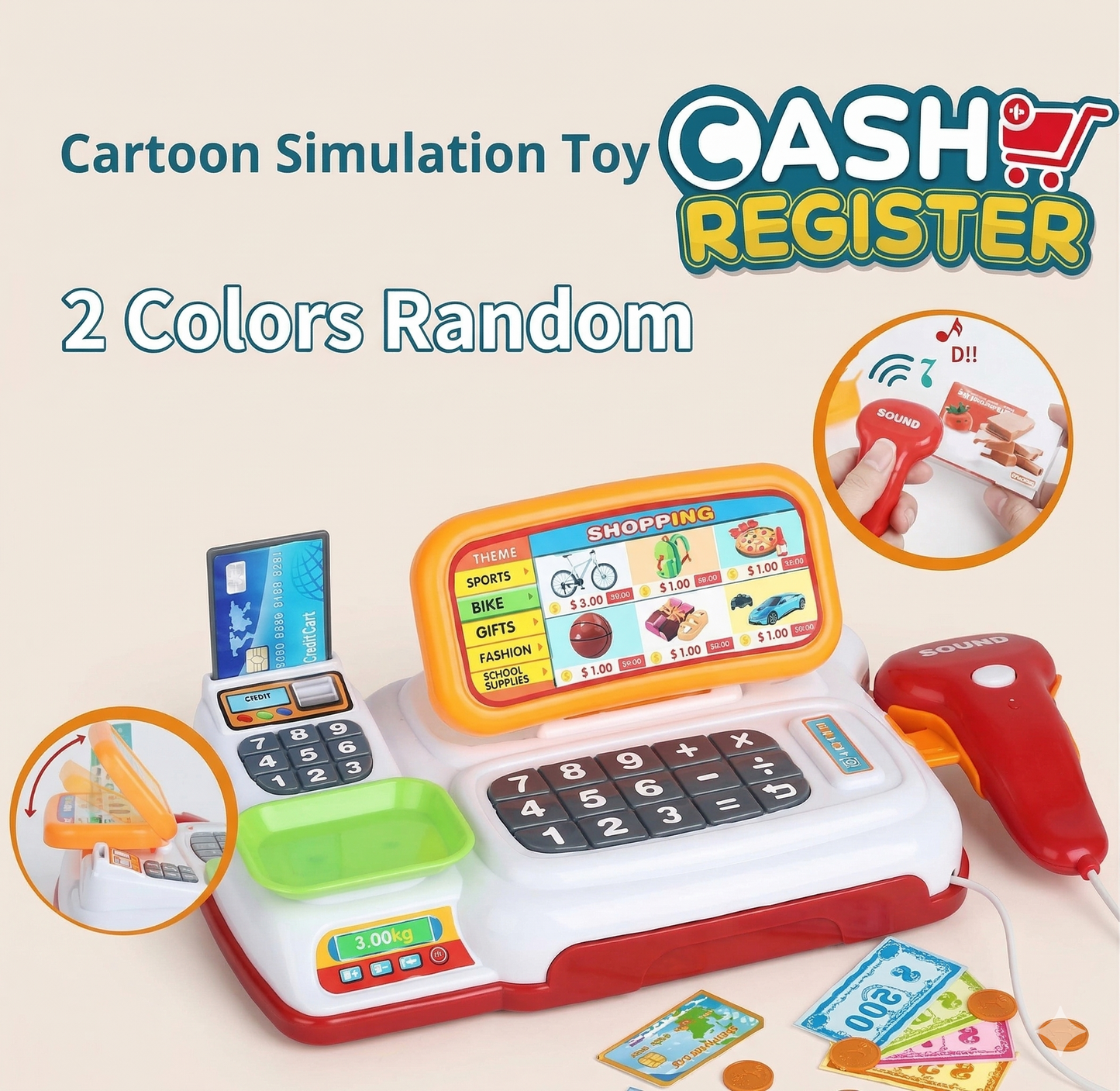 Plastic Cashier Desk Toy for Kids Shopping Fun